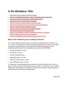 In the Workplace- FAQs